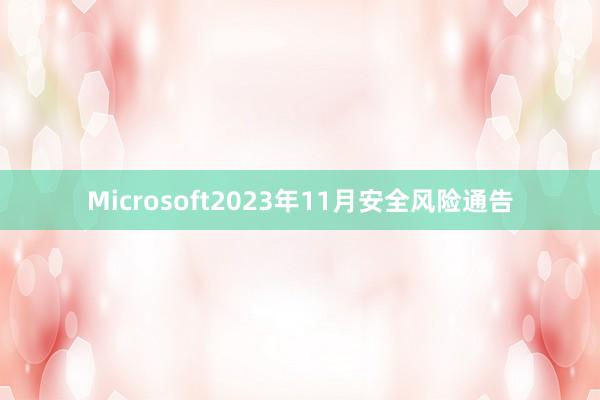 Microsoft2023年11月安全风险通告