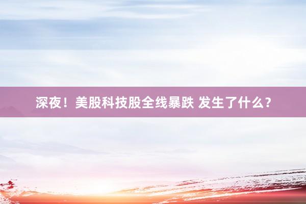深夜！美股科技股全线暴跌 发生了什么？