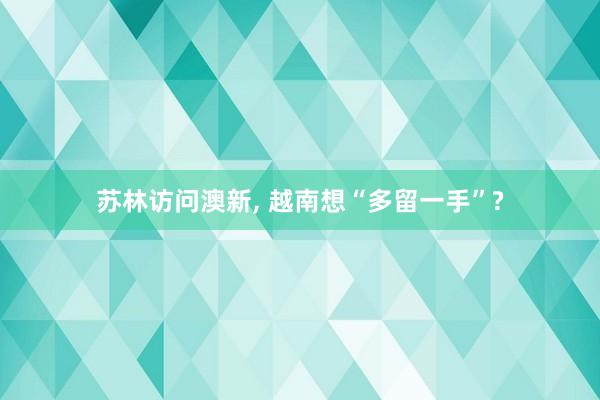 苏林访问澳新, 越南想“多留一手”?