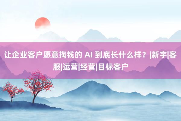 让企业客户愿意掏钱的 AI 到底长什么样？|新宇|客服|运营|经营|目标客户
