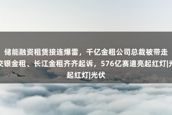 储能融资租赁接连爆雷，千亿金租公司总裁被带走，交银金租、长江金租齐齐起诉，576亿赛道亮起红灯|光伏