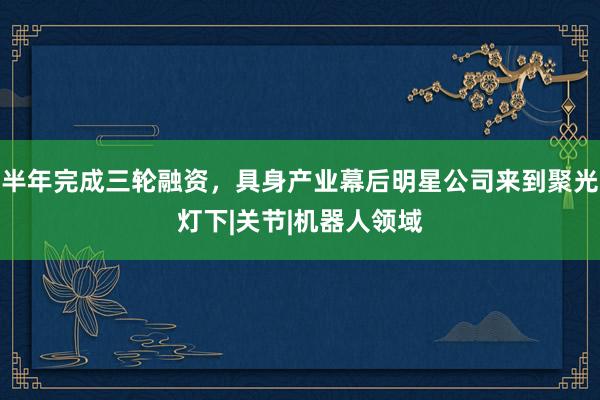 半年完成三轮融资，具身产业幕后明星公司来到聚光灯下|关节|机器人领域
