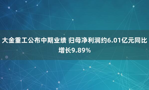 大金重工公布中期业绩 归母净利润约6.01亿元同比增长9.89%