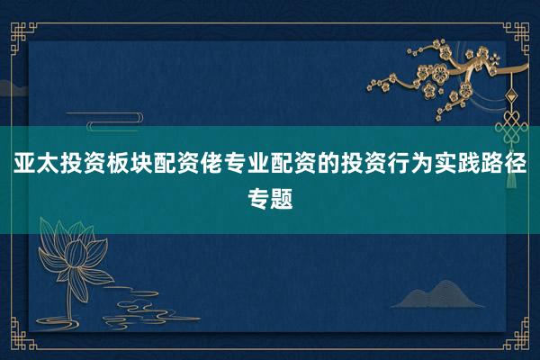 亚太投资板块配资佬专业配资的投资行为实践路径专题