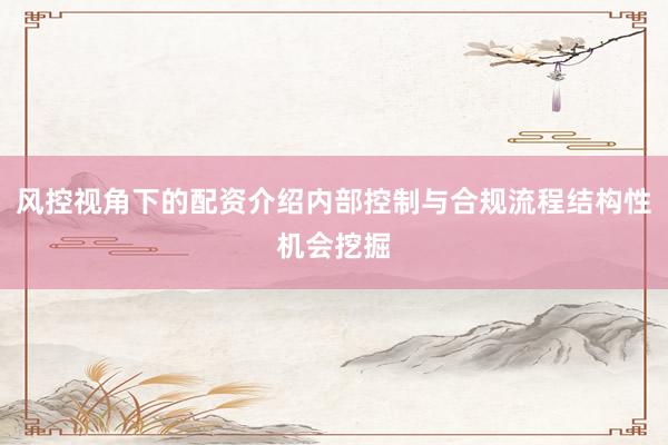 风控视角下的配资介绍内部控制与合规流程结构性机会挖掘