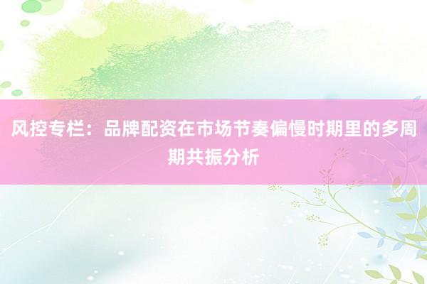 风控专栏：品牌配资在市场节奏偏慢时期里的多周期共振分析