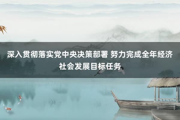 深入贯彻落实党中央决策部署 努力完成全年经济社会发展目标任务