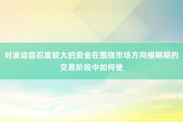 对波动容忍度较大的资金在围绕市场方向模糊期的交易阶段中如何使
