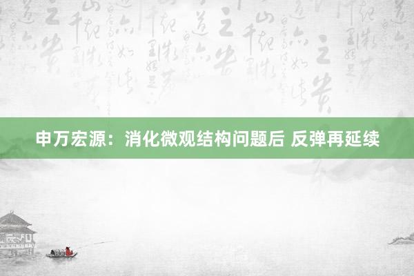 申万宏源：消化微观结构问题后 反弹再延续