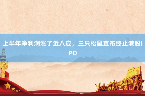 上半年净利润涨了近八成,三只松鼠宣布终止港股IPO