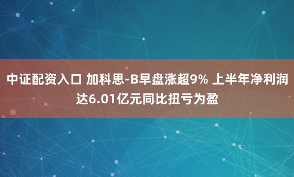 中证配资入口 加科思-B早盘涨超9% 上半年净利润达6.01亿元同比扭亏为盈