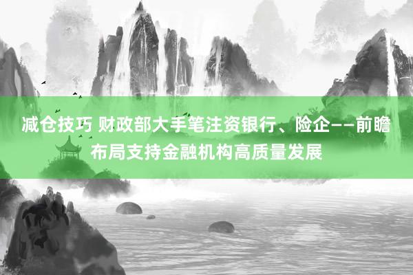 减仓技巧 财政部大手笔注资银行、险企——前瞻布局支持金融机构高质量发展