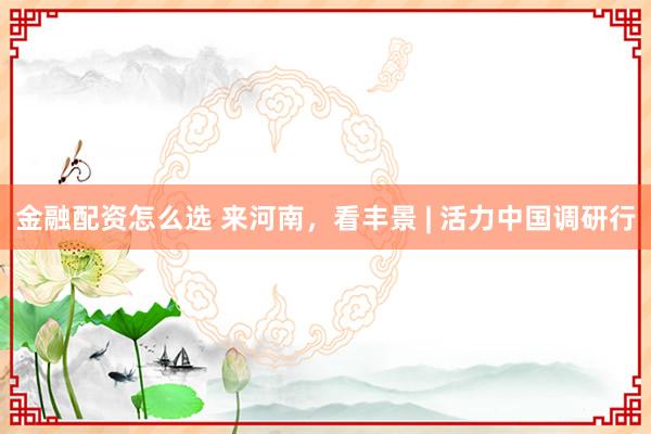 金融配资怎么选 来河南，看丰景 | 活力中国调研行