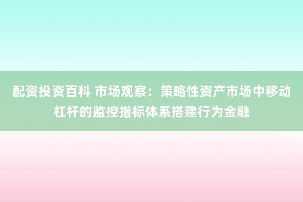 配资投资百科 市场观察：策略性资产市场中移动杠杆的监控指标体系搭建行为金融