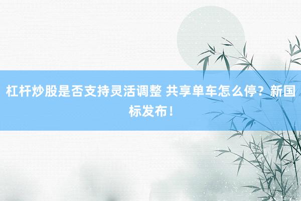 杠杆炒股是否支持灵活调整 共享单车怎么停？新国标发布！