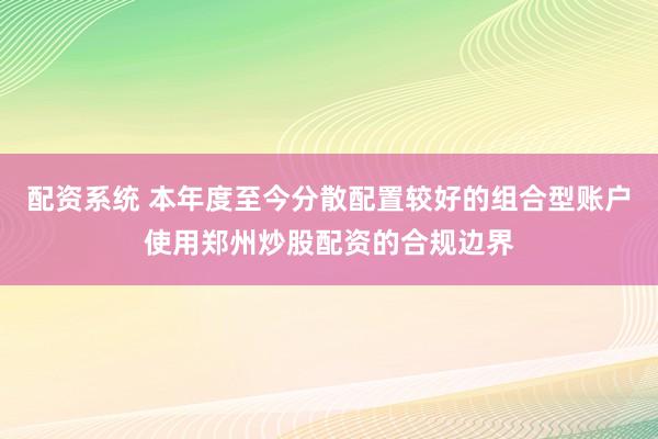 配资系统 本年度至今分散配置较好的组合型账户使用郑州炒股配资的合规边界