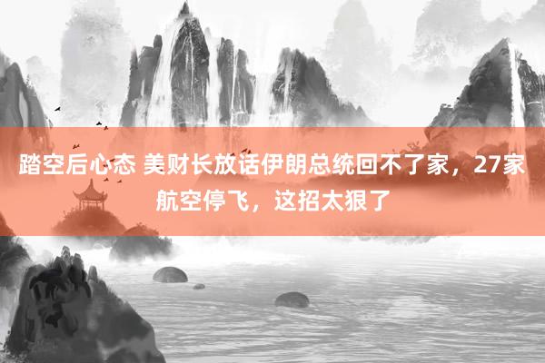 踏空后心态 美财长放话伊朗总统回不了家，27家航空停飞，这招太狠了