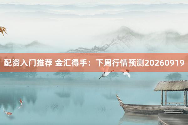 配资入门推荐 金汇得手：下周行情预测20260919