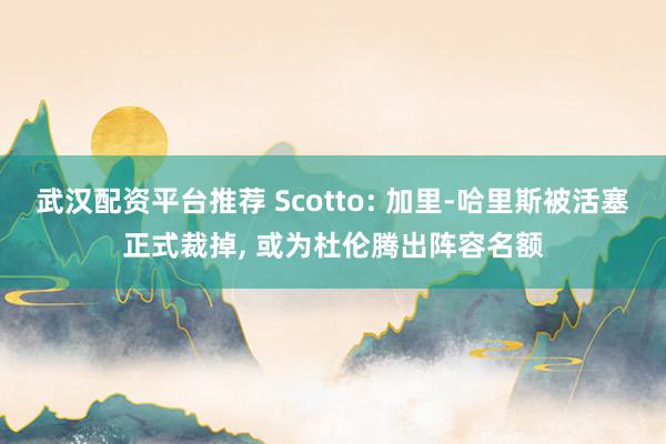 武汉配资平台推荐 Scotto: 加里-哈里斯被活塞正式裁掉, 或为杜伦腾出阵容名额