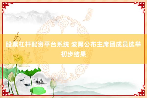 股票杠杆配资平台系统 波黑公布主席团成员选举初步结果