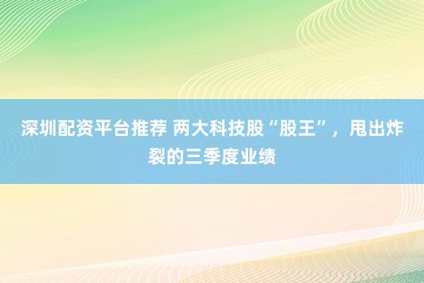 深圳配资平台推荐 两大科技股“股王”，甩出炸裂的三季度业绩