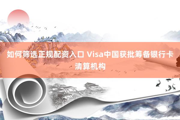 如何筛选正规配资入口 Visa中国获批筹备银行卡清算机构